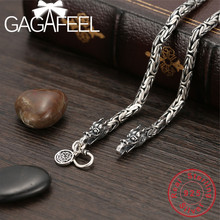Мужская винтажная цепочка GAGAFEEL из стерлингового серебра 925 пробы, ожерелье с головой дракона из тайского серебра, ювелирное изделие в стиле панк, высокое качество 2024 - купить недорого