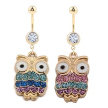 1PC Bohemian Owl Body Piercing Jewelry Crystal Rhinestone Animal Piercing Navel Belly Button Rings Stainless Steel Body  Jewelry 2024 - buy cheap