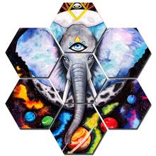 Pinturas de arte de pared en lienzo para decoración del hogar, imágenes de Alien Elefant, impresiones modulares, elefante colorido, póster para sala de estar enmarcado, 7 piezas 2024 - compra barato