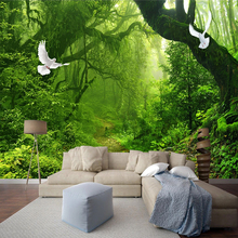 Custom 3D Photo Wallpaper Waterproof Canvas Green Forest Big Tree Wall Painting Living Room Self-adhesive Papier Peint Mural 3D 2024 - buy cheap