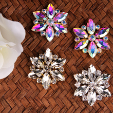 2 peças botões de haste de strass cristal de flor botões para casacos costura em artesanato faça você mesmo aplique de prata ouro 2024 - compre barato