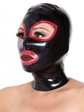 Unisex Latex Rubber Mask Hood Black Latex Hood with Red Trim 2024 - buy cheap