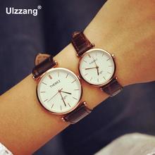 Luxury Business Rose Gold Silver Genuine Leather Dress Quartz Wrist Watch Hours Clock for Men Women Round Dial 2024 - buy cheap