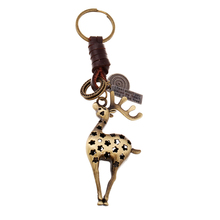Llavero Vintage de bronce con ciervo, llavero con forma de Animal, llavero para coche, regalo de recuerdo de joyería, novedad FY041 2024 - compra barato