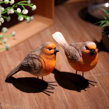 2pcs/set Resin Robin Birds Redbreast Mockingbird Home Decor Fairy Garden Animal Farmhouse Decor Figurines Miniatures Gift 2024 - buy cheap