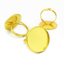 10pcs Wholesale Gold Plated Ring Blank Jewelry With Inner 10mm-20mm Bezel Setting Tray For Cabochons 2024 - buy cheap