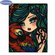 5D DIY full Square/round drill Diamond painting Cross stitch parrot and mermaid girl Diamond embroidery Mosaic-deco 2024 - buy cheap