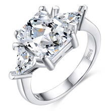 Utimtree anéis para ladys 925 joia de prata esterlina quadrado, cristal grande, anel de casamento para noivas, zircônia cúbica 2024 - compre barato
