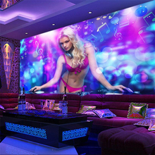 Пользовательские обои beibehang, крутой ночной клуб, персонализированный DJ beauty bar KTV, фоновое украшение стены 2024 - купить недорого