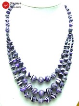 Qingmos 3 cuerdas de collar de ágatas Natural para mujeres con 4-12mm redondo púrpura raya de cebra collar de ágatas joyería 20-22 "nec5696 2024 - compra barato