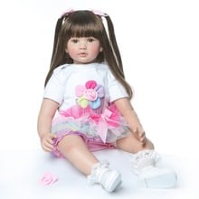 24inch Soft Silicone Reborn Baby Doll Toys 60cm Princess Toddler longhair princess Bebe Girls Limited Collection Birthday Gift 2024 - buy cheap