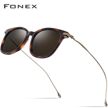 FONEX de acetato de gafas de sol polarizadas hombres nuevos de moda de marca de diseñador Vintage Plaza espejo lentes de sol para dama 854 2024 - compra barato