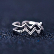 Anéis de abertura 925 prata esterlina para mulheres, estilo coreano simples ondulado com dupla camada selvagem temperamento de personalidade fashion feminino anel de abertura reutilizável sri199 2024 - compre barato