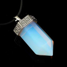 Trendy-beads Vintage Style Silver Plated Hexagon Pillar Pendant Opalite Opal Charm Jewelry 2024 - buy cheap