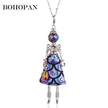 Crystal Doll Necklace For Women Shiny Fish scale shape Flower Design Dress Water Handbag Pendants Necklaces Girl Fashion Jewelry 2024 - buy cheap