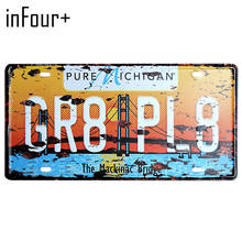 [inFour+] GR8-PL8 License Plate Metal Plate Car Number Tin Sign Bar Pub Cafe Home Decor Metal Sign Garage Painting Plaques Signs 2024 - buy cheap