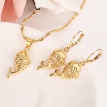 Gold Dubai India PNG animal  fish dangle Earrings Necklace Jewelry Sets for Women Girls wedding bridal Jewelry accessories gifts 2024 - buy cheap