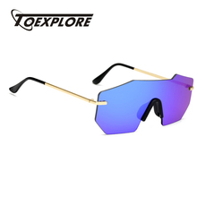 TOEXPLORE gafas de sol con montura de metal para hombres y mujeres, gafas de diseñador de marca, escudo Vintage, Siamés, espejo de señora, moda de alta calidad UV400 2024 - compra barato