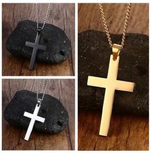 Fashion Simple design Stainless Steel Cross Pendant Women Men Necklace crucifix Curb Chain 24'' 2024 - buy cheap