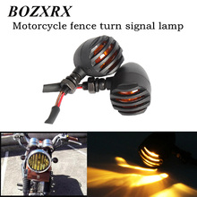 BOZXRX 1 pair 10mm Caliber Retro Fence Metal Shell Motorcycle Street Car Turn Signal Indicator Light for Harley Davidson Racer 2024 - buy cheap