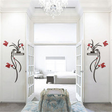 3D цветок бабочки акриловые зеркальные настенные наклейки домашний декор для гостиной акриловые настенные наклейки зеркальные декоративные наклейки Муро 2024 - купить недорого