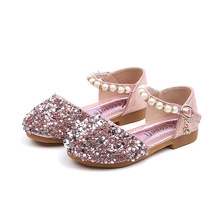 Little Girls Baby Summer Gold Silver Pearls Glitter Sequins Princess Dress Shoes For Girls Wedding Party Sandals Dance Shoes New 2024 - buy cheap