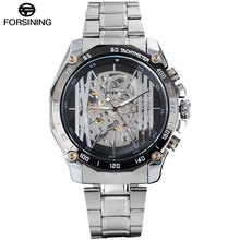 FORSINING Homens Top Marca de Relógios de Luxo relógios de Pulso Mecânico Automático de Esqueleto de Aço Inoxidável Pulseira Relógio Relogio masculino 2024 - compre barato