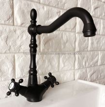 Oil Rubbed Bronze Basin Faucet Double Handle Bathroom Kitchen Faucet Swivel Spout Vessel Sink Mixer Tap Deck Mounted Bnf383 2024 - buy cheap