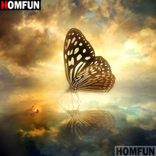 Homfun полный квадрат/круглая дрель 5D DIY Алмазная картина "Бабочка пейзаж" 3D вышивка крестиком домашний Декор подарок A11748 2024 - купить недорого