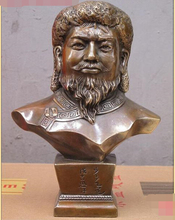 Estátua de escultura em bronze puro chinês, genghis khan jenghiz khan, 9 ", d0317 2024 - compre barato