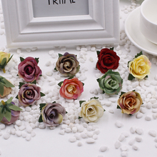 Flores artificiales de seda para decoración de coche, cabezas de rosas para boda, pared, bricolaje, 50 unids/lote 2024 - compra barato