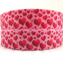 50Y45019  1"(25mm) VALENTINES red heart ribbon printed polyester ribbon 50 yards, DIY handmade materials, wedding gift wrap 2024 - buy cheap