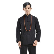 Roupas tradicionais chinesas de manga comprida, 100% algodão, camisa, uniforme kung fu tai chi, primavera, outono, blusa, casaco para homens 2024 - compre barato