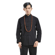 Long Sleeve 100%Cotton Traditional Chinese Clothes Tang Suit Top Kung Fu Tai Chi Uniform Spring Autumn Shirt Blouse Coat for Men 2024 - buy cheap