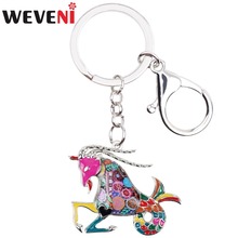 WEVEINI Enamel Star Lucky Zodiac Capricorn Key Chain Women Keyrings Gift Pendant Charms Keychain Car key Wallet Unique Jewelry 2024 - buy cheap