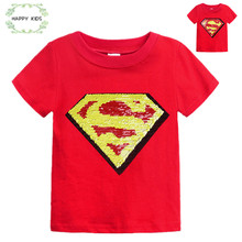 Camiseta de manga curta com lantejoulas para meninos e meninas, camiseta para crianças de 2 a 7 cores dsy380 2024 - compre barato