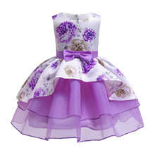 Платье с цветочным узором для девочек; платье-пачка принцессы с вышивкой и бусинами для девочек; платья для девочек на свадьбу и вечеринку; Vestidos Infantis; детская одежда для девочек 2024 - купить недорого