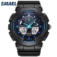 SMAEL-reloj Digital deportivo para hombre, cronógrafo con Luz S Shock, resistente al agua 50m, LED, azul, 1027 2024 - compra barato
