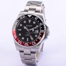 Мужские автоматические часы Bliger E1873 с черным циферблатом и сапфировым стеклом GMT 43 мм 2024 - купить недорого