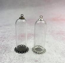 5 unids/lote 50x18mm campana en forma de tubo de vidrio transparente botella de burbuja de encaje doble bandeja tapa para collar de bricolaje accesorios conclusiones Decoración 2024 - compra barato