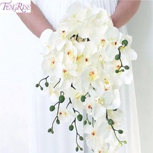 Fenpente flores de orquídea artificial, branca, buquê de casamento, orquídea, borboleta, decoração para chá de noiva 2024 - compre barato