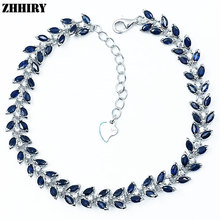 ZHHIRY Natural zafiro brazalete de piedras de Gema azul profundo de plata esterlina para mujeres baile de graduación fiesta Real de joyería fina 2024 - compra barato