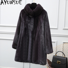 AYUNSUE Real Mink Fur Coat Female Luxury Natural Fur Jackets 2020 Winter Jacket Women Warm Long Coats Korean Outwear MY3682 2024 - buy cheap