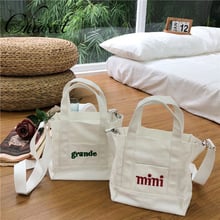 Women Embroidery MINI Letter Handbags Messenger Canvas White Bag Girls Student Tote Bag Brand Square Wide Shoulder Strap Bags 2024 - buy cheap