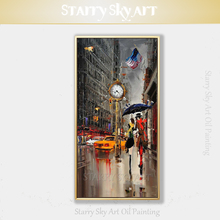 Pintura al óleo artística pintada a mano de alta calidad para caminar en Nueva York, pintura al óleo sobre lienzo día lluvioso, pintura al óleo de Nueva York de la calle, Envío Gratis 2024 - compra barato