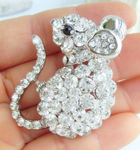 Lovely Mouse Rat Animal Brooch Pin Clear Austrian Crystal Pendant EE03276C8 2024 - buy cheap