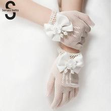 Kids Cream Lace Fishnet Gloves Communion Party Flower Etiquette Gloves Girls Party Accessories PSF3736 2024 - buy cheap