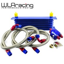 WLR RACING refrigerador de aceite Universal 7Row 10AN Kit de reubicación enfriador de aceite de transmisión de motor de aluminio 2024 - compra barato