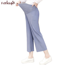 Fdfklak-Pantalones informales para mujer embarazada, ropa de embarazo, pantalones de maternidad holgados, pantalón de primavera y verano 2024 - compra barato