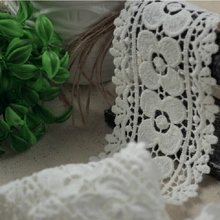 6cm de largura algodão solúvel em água bordado flor renda guarnição acessórios de vestuário 2024 - compre barato